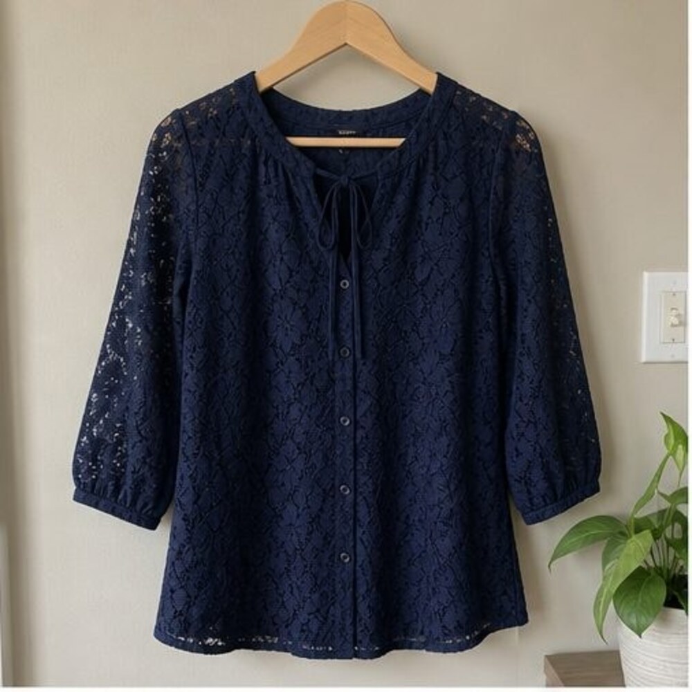 Navy Peplum Top